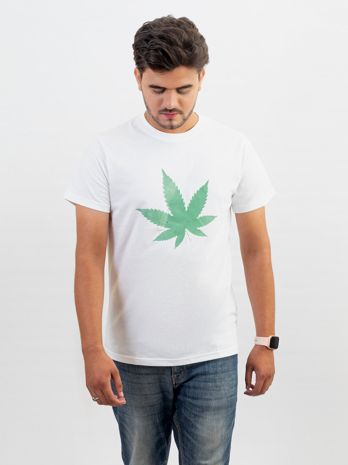 ROUND NECK GLOW PRINTED TEE-M38