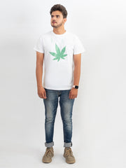 ROUND NECK GLOW PRINTED TEE-M38