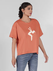 ROUND NECK GLOW PRINTED TEE-W05