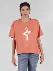 ROUND NECK GLOW PRINTED TEE-W05