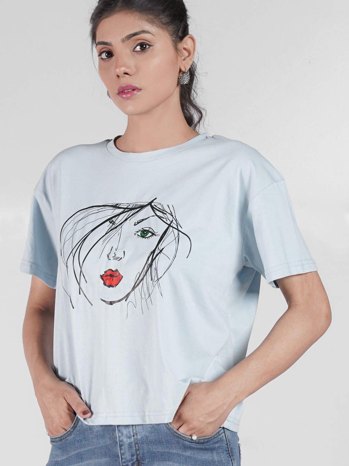 ROUND NECK PRINTED TEE-W14